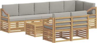 vidaXL Conjunto De Sof&aacute;s De Exterior 9 Uds. Blanco Y Gris Claro Vidaxl
