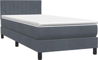 vidaXL Cama Box Spring Con Colch&oacute;n Terciopelo Gris Oscuro 90x210 Cm Vidaxl