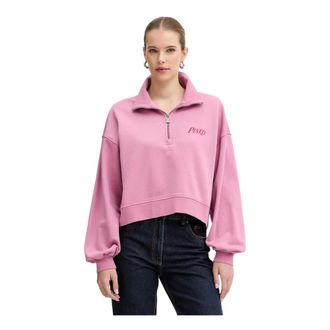 Pinko Sudadera Estampada con Media Cremallera - Sweatshirts & Hoodies - Mujer - Rosa - L