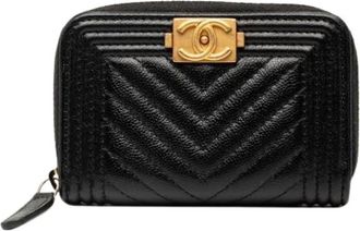 Chanel Pre-owned Wallets, female, Black, Size: ONE SIZE Pre-owned Boy Chanel Coin Purse