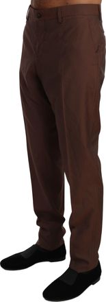 Dolce & Gabbana Mens Wool-Silk Blend Formal Trousers Brown