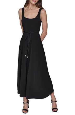 Karl Lagerfeld Aero Wash Square Neck Dress in Black at Nordstrom, Size 12