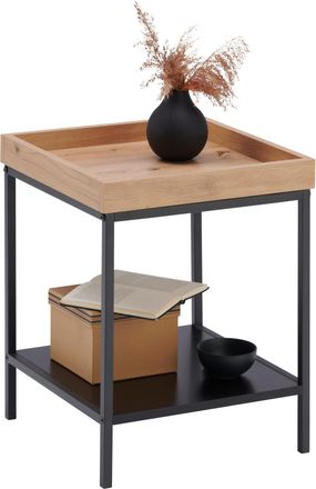 Xora Beistelltisch, Schwarz, Eichefarben, Metall, Holzwerkstoff, quadratisch, eckig, Flachrohr, 40x50x40 cm, Bsci, einfacher Aufbau