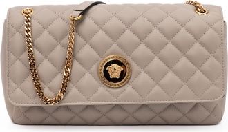 Versace Taupe Quilted Leather Shoulder Strap Womens Bag