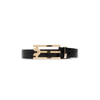 Victoria Beckham Belts, female, Black, Size: 100 CM Croco-Embossed Leather Belt