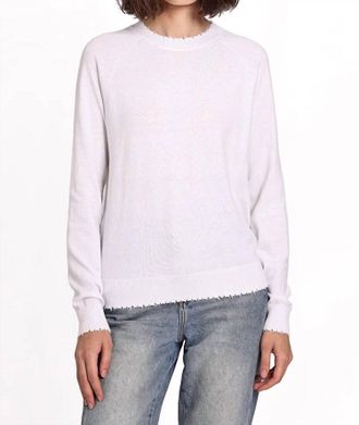 Minnie Rose Cashmere Crewneck Top In White