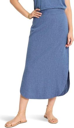 Nic+Zoe Rumba Linen Dip Skirt Womens Skirt Blue Mix : XL (US 16), Denim/Linen/Polyester