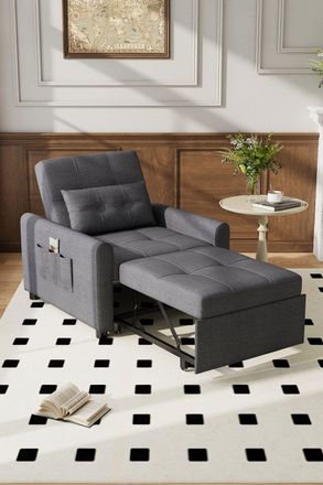 Living and Home Three-in-One Versatile Single Sofa Bed with Pillow in Dark Grey