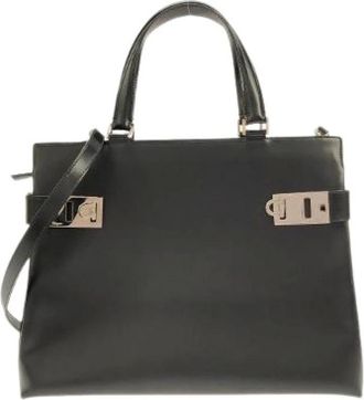 Ferragamo Pre-owned Handbags, female, Black, Size: ONE SIZE Pre-owned Leather Shoulder Bag 21 9350