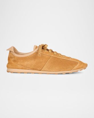 Jacquemus Mens Les Tennis Corduroy-Embossed Suede Sneakers