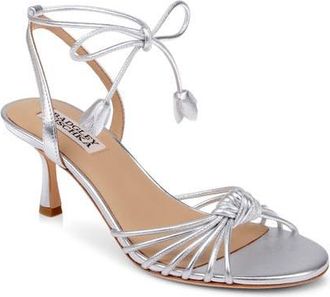 Badgley Mischka Yelena Ankle Wrap Sandal in Silver Metallic at Nordstrom, Size 8.5