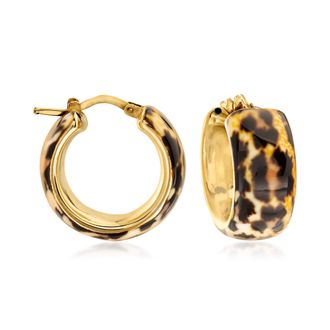 Ross-Simons Italian Leopard-Print Enamel Hoop Earrings in 18kt Gold Over Sterling