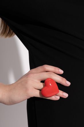 Moschino Heart-shaped Ring, Womens, Red
