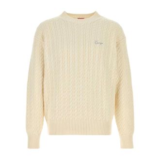 Kenzo Round-neck Knitwear, male, White, Size: XL Signature Knit Sweater