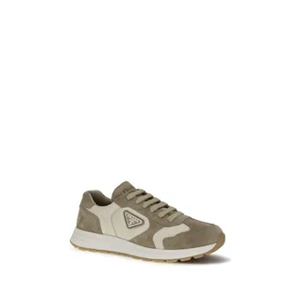 Prada Mens Beige Calf Leather Bos Taurus Athletic Sneakers