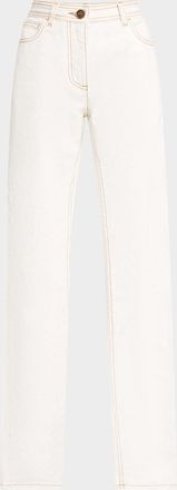 Etro Straight Leg Two-Tone Etch Print Jeans