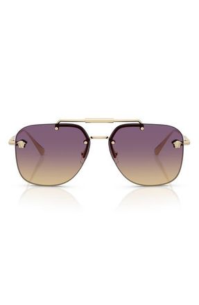 Versace 60mm Square Sunglasses in Pale Gold /Yellow Violet at Nordstrom
