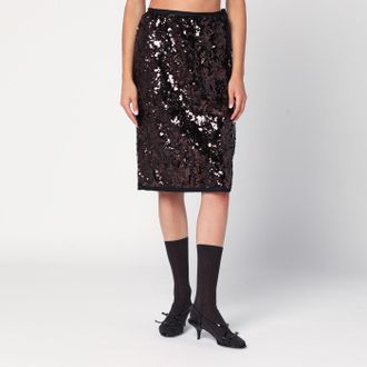 Prada Gonna con paillettes color prugna