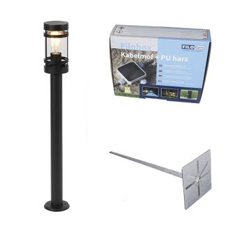 QAZQA Qazqa Industrial Baliza Moderna Negra 80cm Ip44 - Gleam Acero Inoxidable /acero /pl&aacute;stico Alargada Adecuado Para Led Max. 1 X 60 Watt