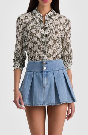 Alice & Olivia Willa Staceface Button-Up Silk Shirt in Payday Multi at Nordstrom, Size X-Large