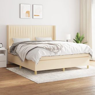 vidaXL Vidaxl - Cama Box Spring Con Colch&oacute;n Tela Color Crema 160x200 Cm