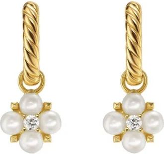 David Yurman Orecchini pendenti Petite Modern Renaissance in oro giallo 18 carati con perle