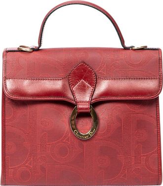 Dior Red Diorissimo Coated Canvas Flap Top Handle (Authentic Pre-Loved)