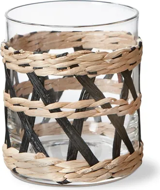 Tag Island Collection Clear Glass DOF Drinkware with Braided Sleeve in Black at Nordstrom