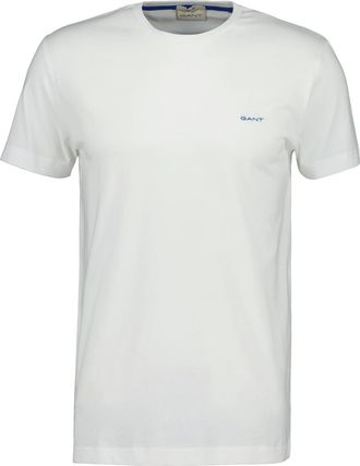 GANT T-Shirt GANT CONTRAST LOGO, Herren, Gr. 4XL, eggshell, Web, Obermaterial: 100% Baumwolle, unifarben, regular fit normal, Rundhals, eingesetzt abgestep