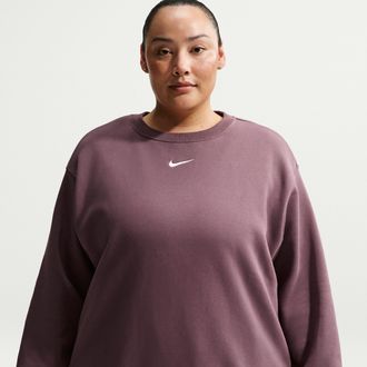 Nike Womens Nike Sportswear Phoenix Fleece Oversized Crew-Neck Sweatshirt (Plus Size) in Purple | FZ4272-502