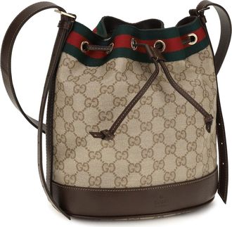 Gucci Womens Venice Mini Bucket Bag Vin.san.br-Dk.br-Vrv Cotton; Linen; Polyurethane Handbags Vin.san.br/dk.br/vrv Hand