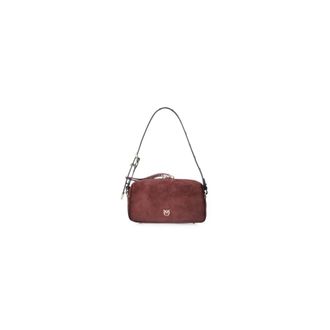 Pinko Bauletto Trittico Mini Suede - Dames - Schoudertassen - Bruin - ONE Size - Leer - Tassen