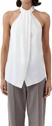 St.Agni Oxford Halter Tie Back Top In White