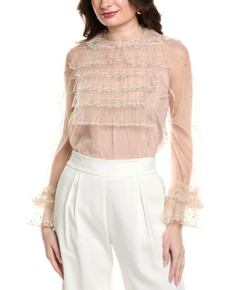 Valentino Tulle Ruffle Blouse