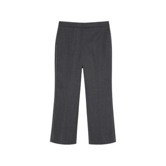 Calvin Klein Geklede broek met rechte pijpen - Dames - Broeken - Grijs - Maat: 4XS Zijde