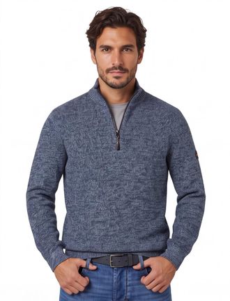 Camel Active trui Camel Active half zip blauw katoen