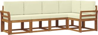 vidaXL Conjunto De Sof&aacute;s De Exterior 5 Uds. Natural Y Crema Vidaxl