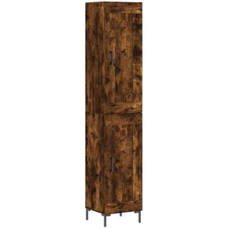 vidaXL Vidaxl - Aparador De Madera Contrachapada Roble Ahumado 34,5x34x180 Cm