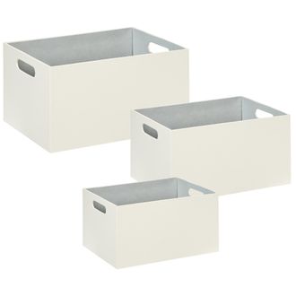 Beliani Conjunto De 3 Cestas De Almacenaje Hechas A Mano Con Asas De Piel Sint&eacute;tica Beige Larsa