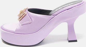 Versace Purple Satin Medusa Biggie Mules