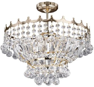 Searchlight Eleganter Kronleuchter Versailles Gold &oslash; 42/ H 44 cm - 5 flammig