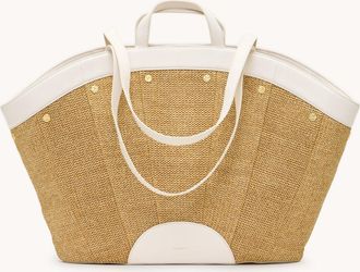 Hammitt Hammitt Shelley Tote Calla Lily White Raffia Brushed Gold Hammered