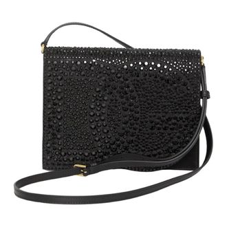 Dolce & Gabbana Cross Body Bags, female, Black, Size: ONE SIZE Black Crystal-Encrusted Cross Body Bag