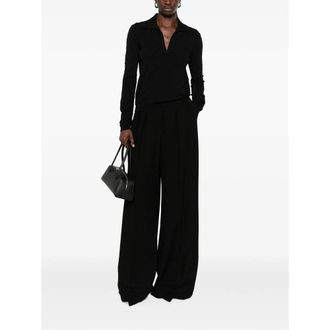 Max Mara Bobble Knit Spread Collar Sweater - Black