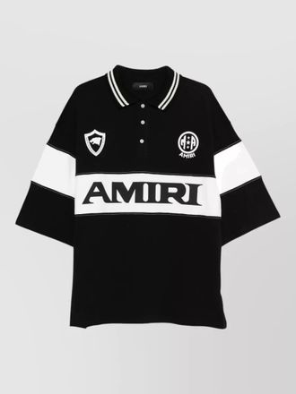 Amiri polo collar color block silk nylon t-shirt