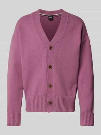 HUGO BOSS Cardigan mit &uuml;berschnittenen Schultern Modell Ballaco in Purple, Gr&ouml;&szlig;e XL