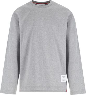 Thom Browne Grey Logo Long Sleeve T-Shirt