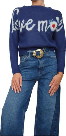 iBlues Blauwe Tanktop Mohairmix Stijlvol - Dames - Ronde hals truien - Blauw - XL - Truien & Vesten