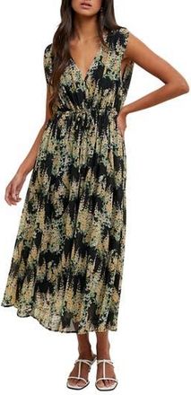 Wishlist Floral Sleeveless Midi Dress in Black/Yellow at Nordstrom Rack, Size Medium