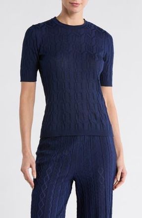 M Missoni Girocollo Short Sleeve Sweater in Navy Tones at Nordstrom Rack, Size Medium